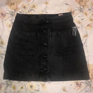 New Free People Black Denim Button Front Skirt